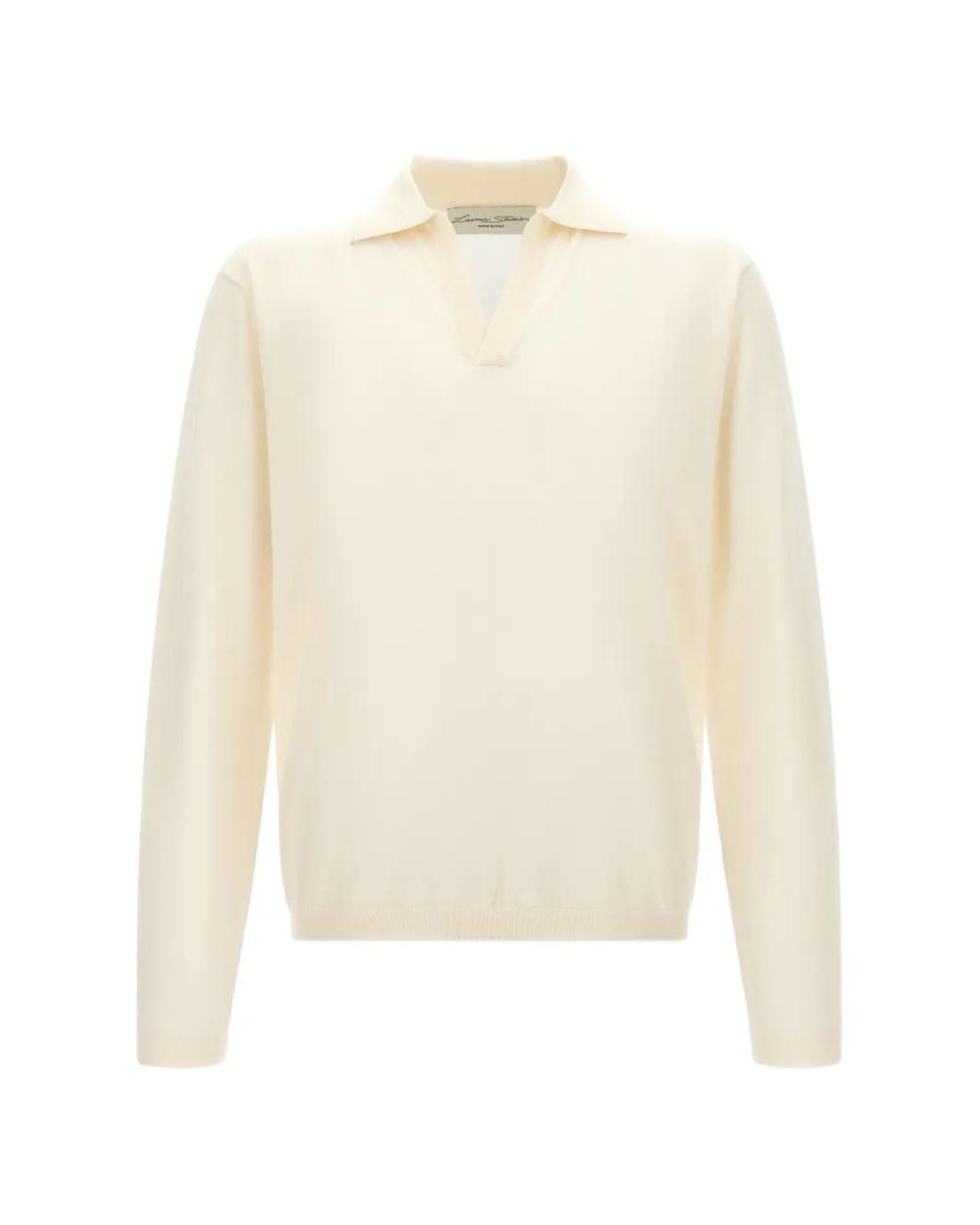 LARMERI STUDIO White Touch V-Neck Polo Shirt for men