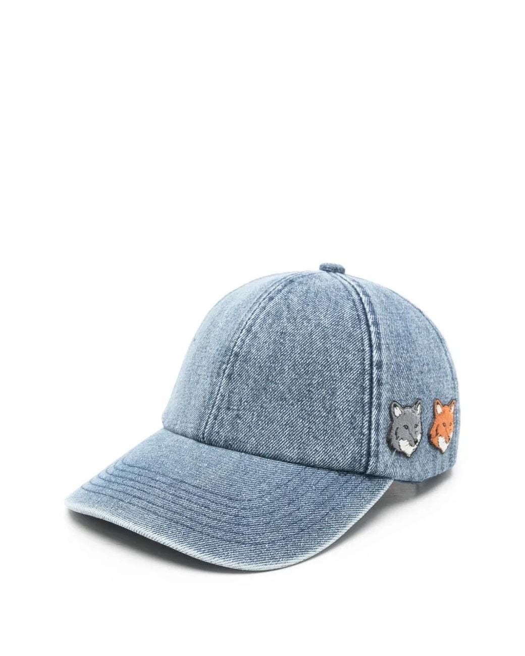 Maison Kitsuné Blue Casquette De Baseball En Jean À Écusson Renard for men
