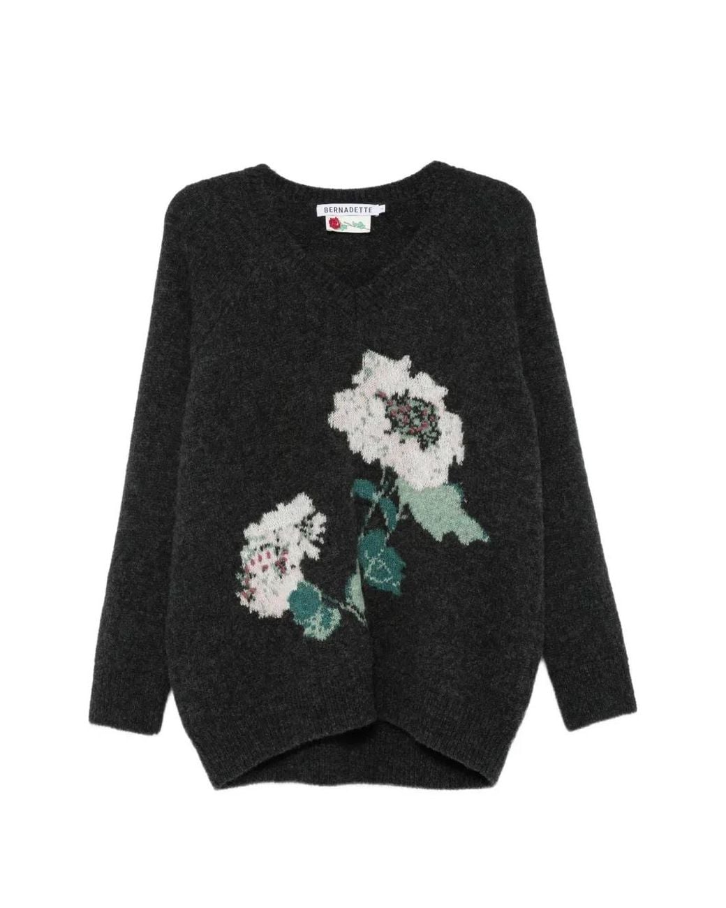 BERNADETTE Black Kane Floral-Intarsia Sweater