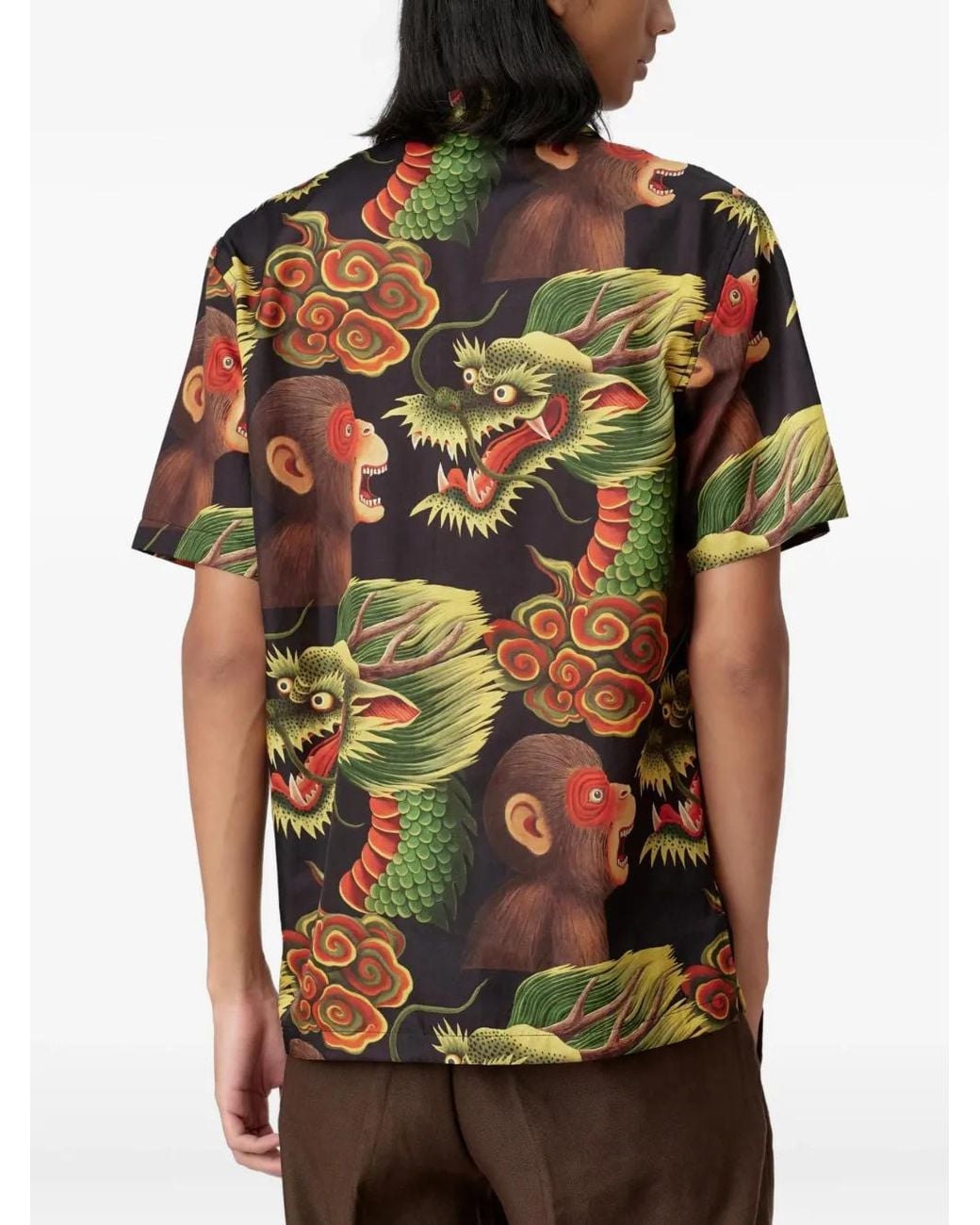 Endless Joy Green Monkey Dragon Printed Shirt for men