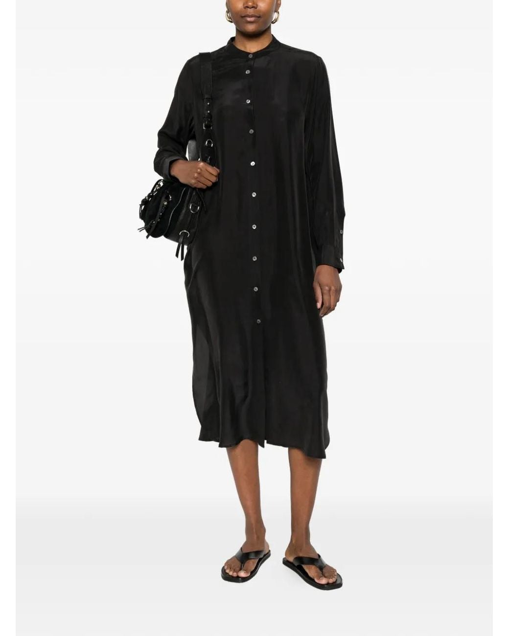 P.A.R.O.S.H. Black Robe Mi-Longue À Boutonnière