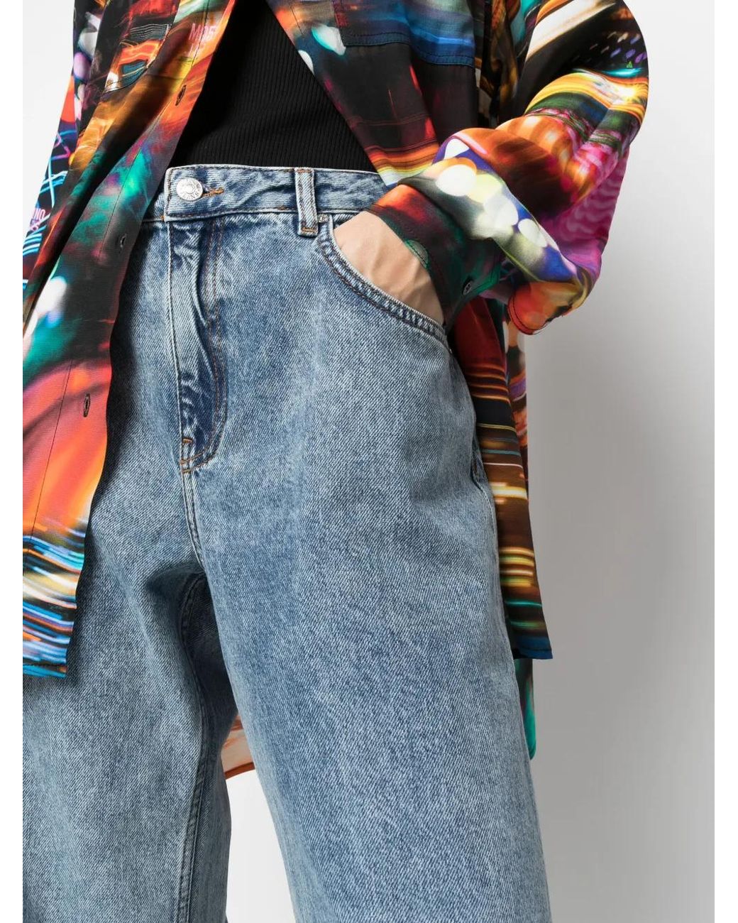 Moschino Blue Washed Straight-Leg Jeans