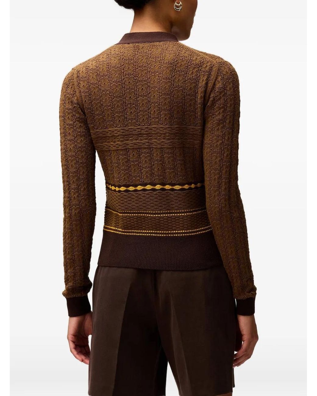 RETORI Brown Mix-Stitch Knit Cardigan