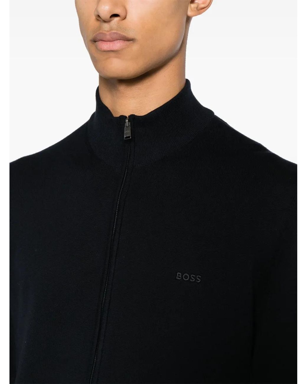 Boss Black High-Neck Cotton Cardigan for men