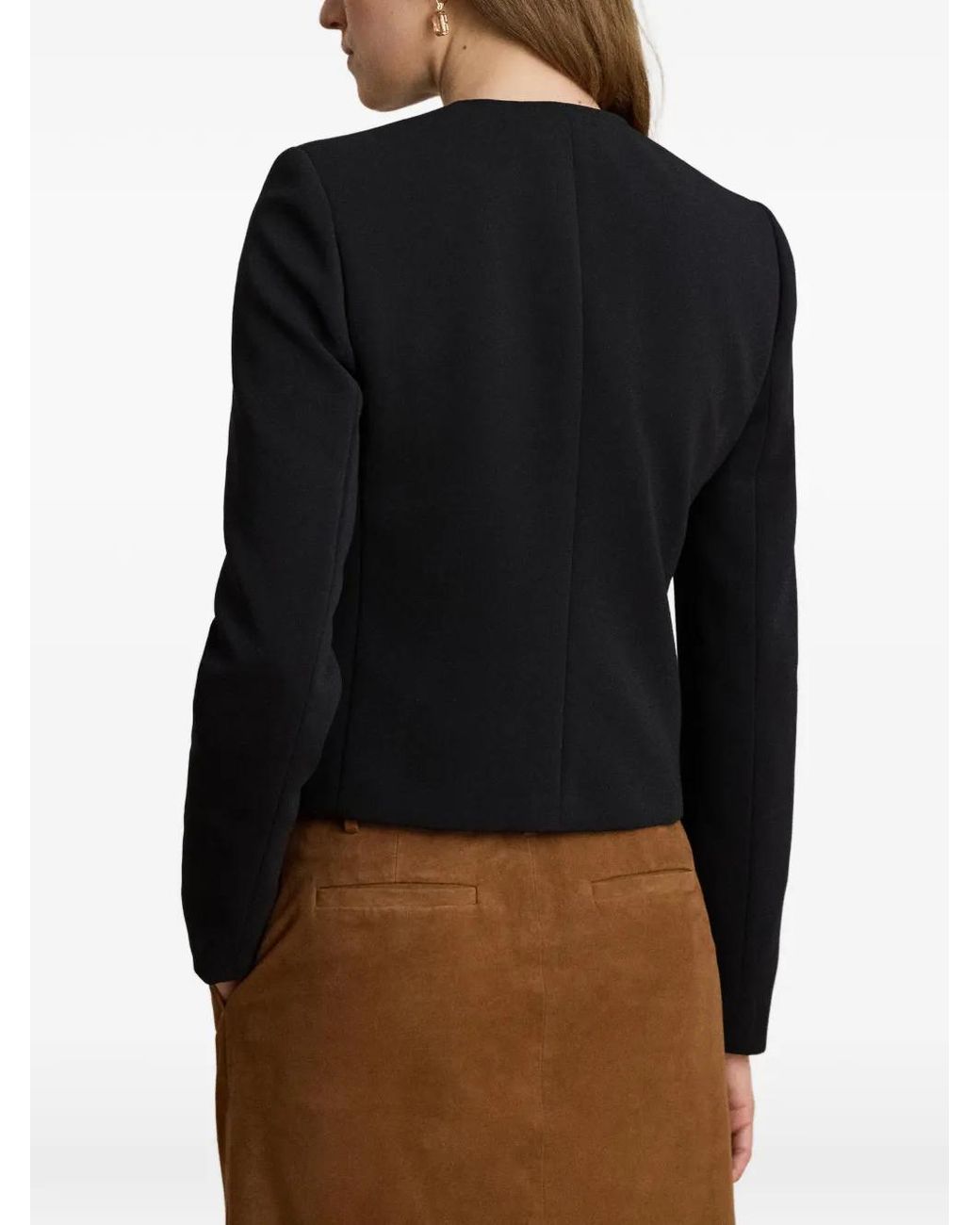 Ralph Lauren Black Double-Breasted Sablé Crepe Jacket