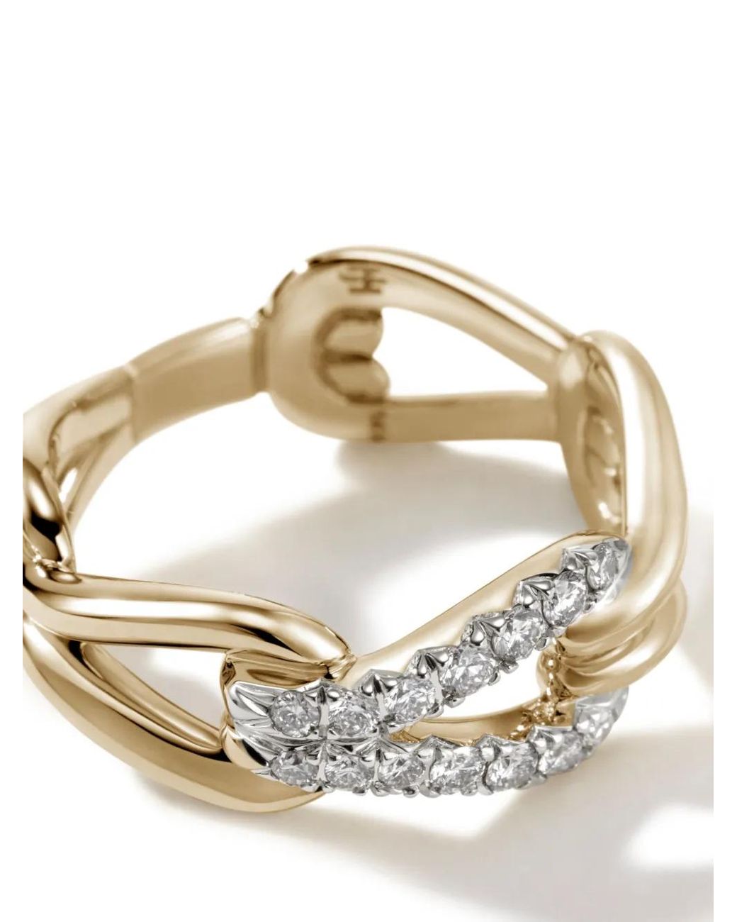 John Hardy White 18Kt Surf Pavé Link Diamond Ring