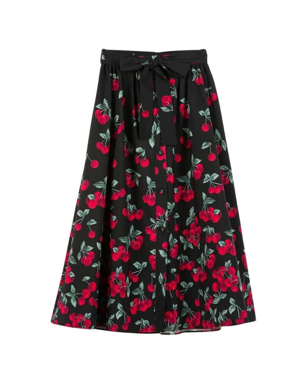 Twinset Red Cherry-Print Long Skirt