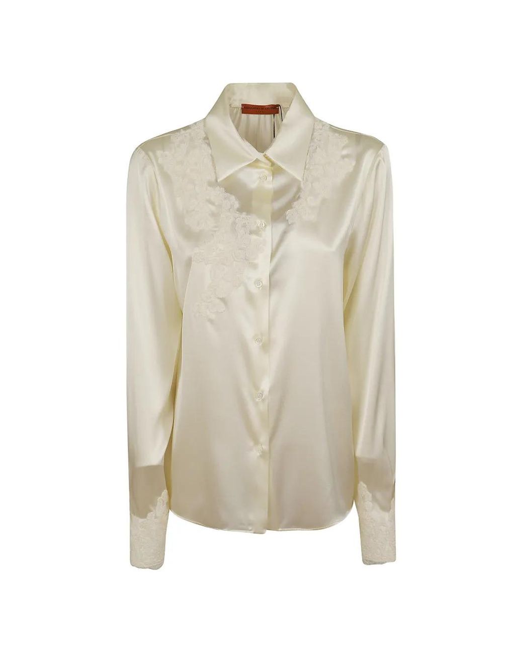 Ermanno Scervino White Lace-Appliqué Shirt