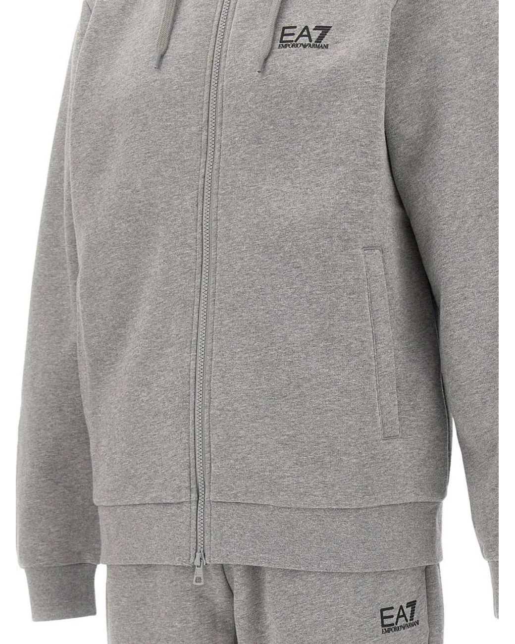 EA7 Katoenen Trainingspak Met Capuchon En Logo in het Gray voor heren