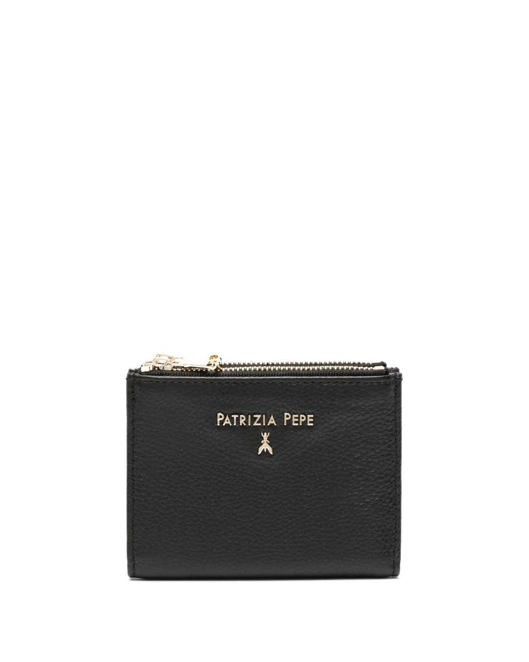 Patrizia Pepe Black Logo-Lettering Leather Wallet