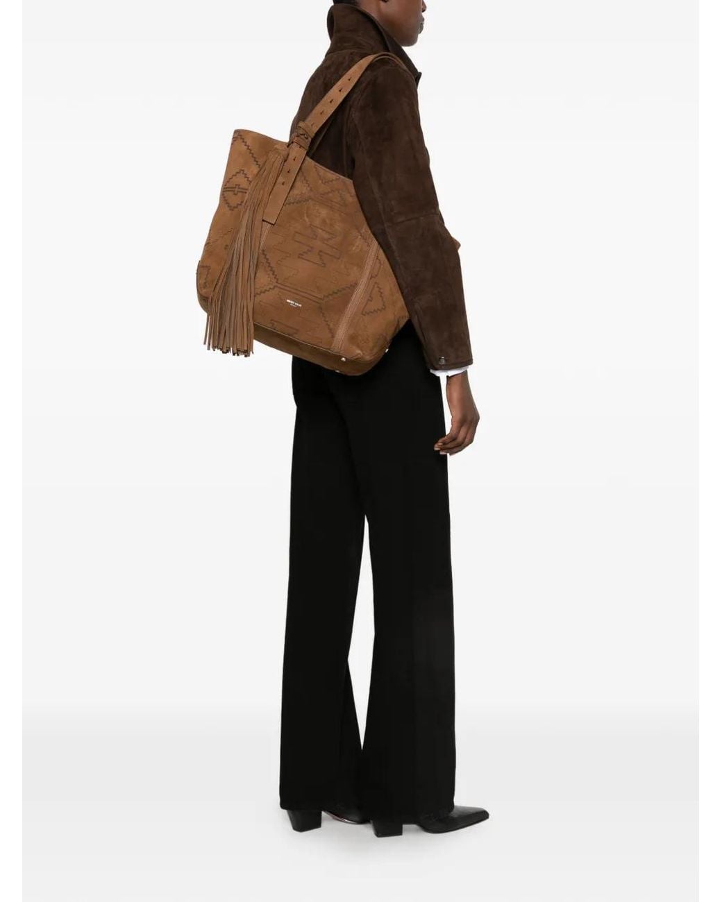 Golden Goose Deluxe Brand Brown 24/7 Geometric-Embroidered Tote Bag