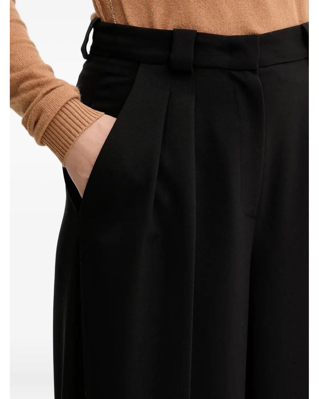 SIMONA CORSELLINI Black Pleated Wide-Leg Trousers