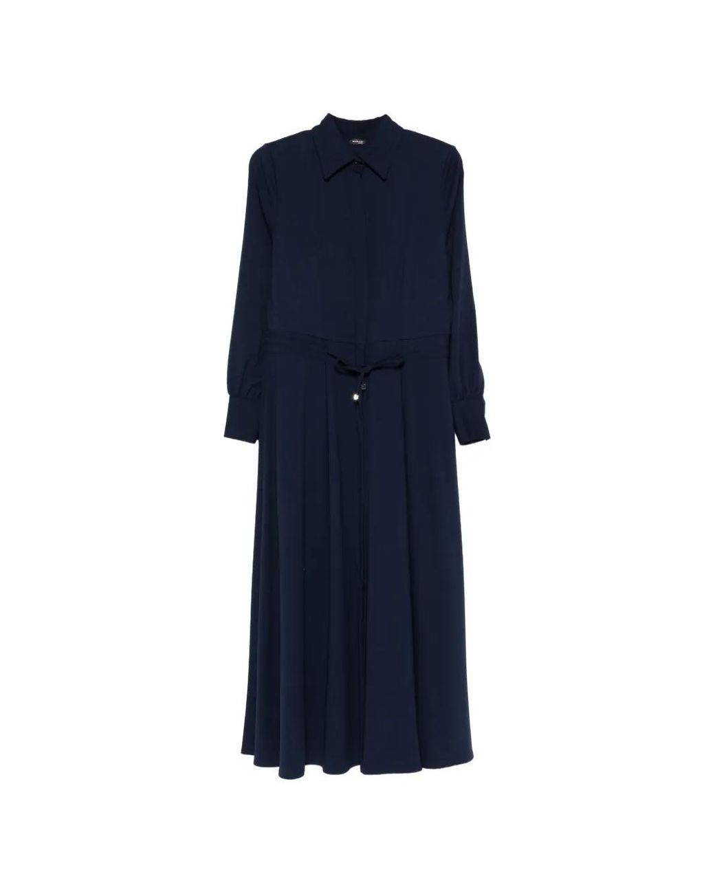 Kiton Blue Polo-Collar Maxi Dress