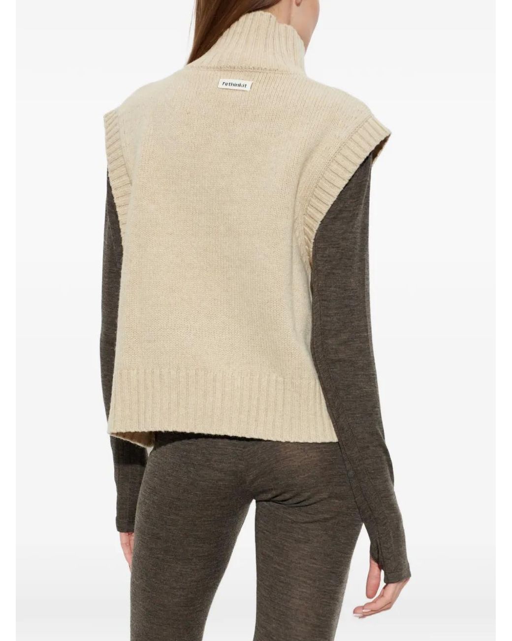 Rethinkit Studios White Turtleneck Knit Vest