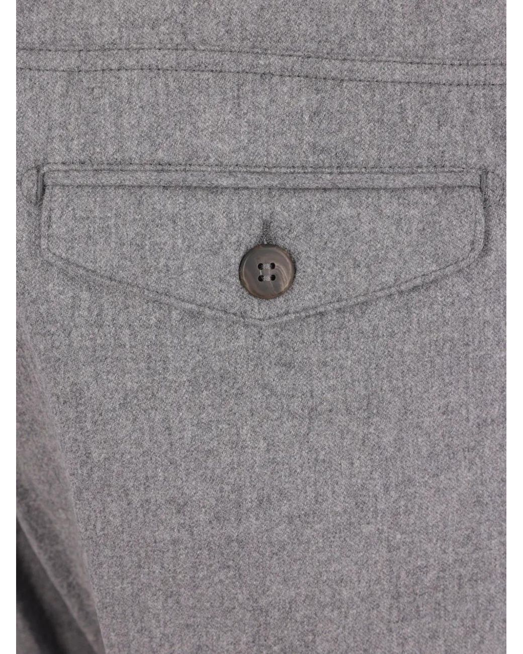 Eleventy Gray Drawstring-Waist Melange Trousers for men