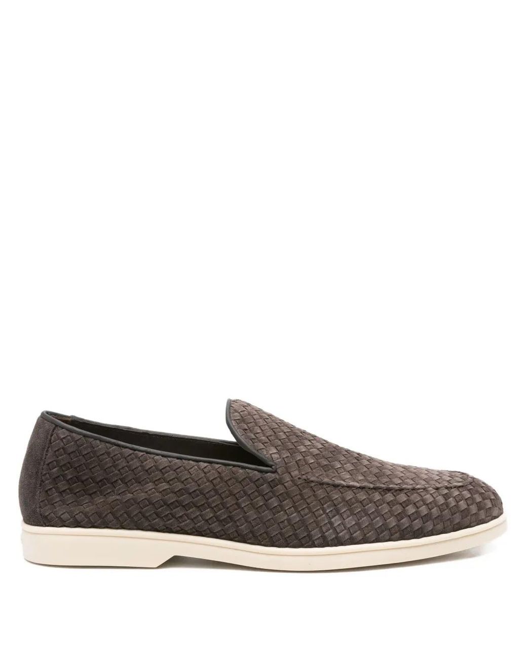 Doucal's Gray Woven Suede Loafers for men