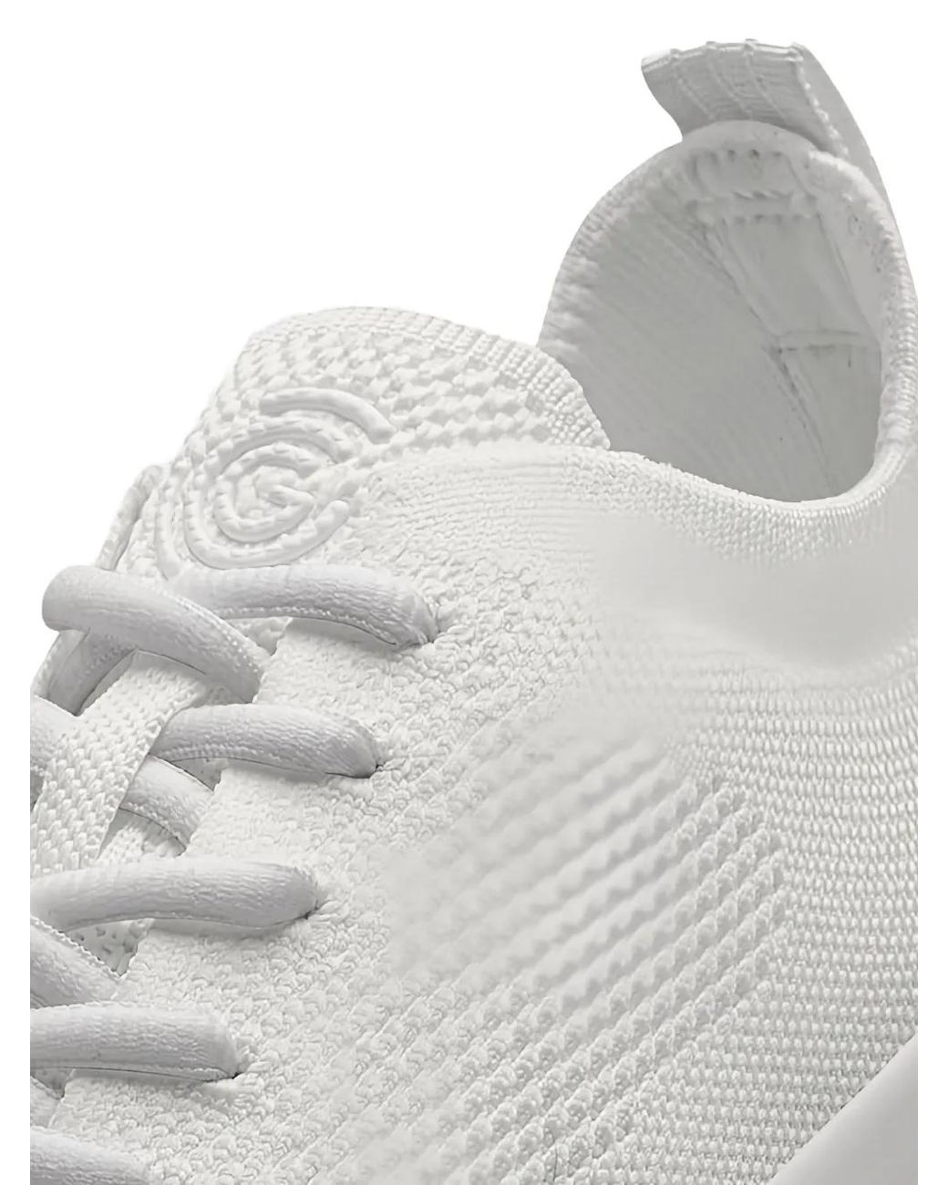 grounds White Knit Lace-Up Sneakers for men