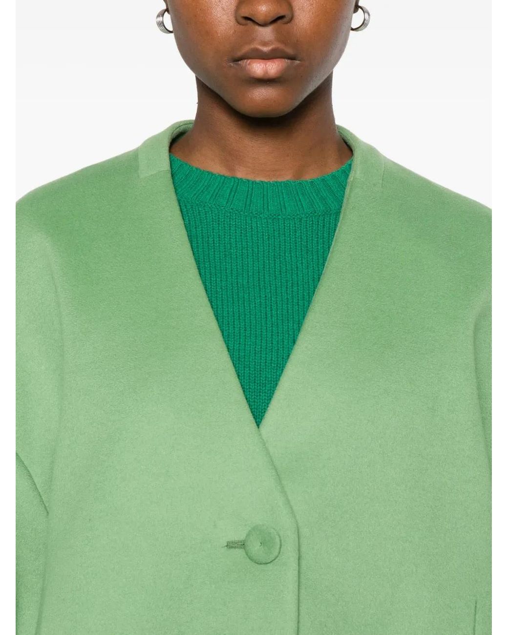 Alberto Biani Green Buttoned Cropped Jacket