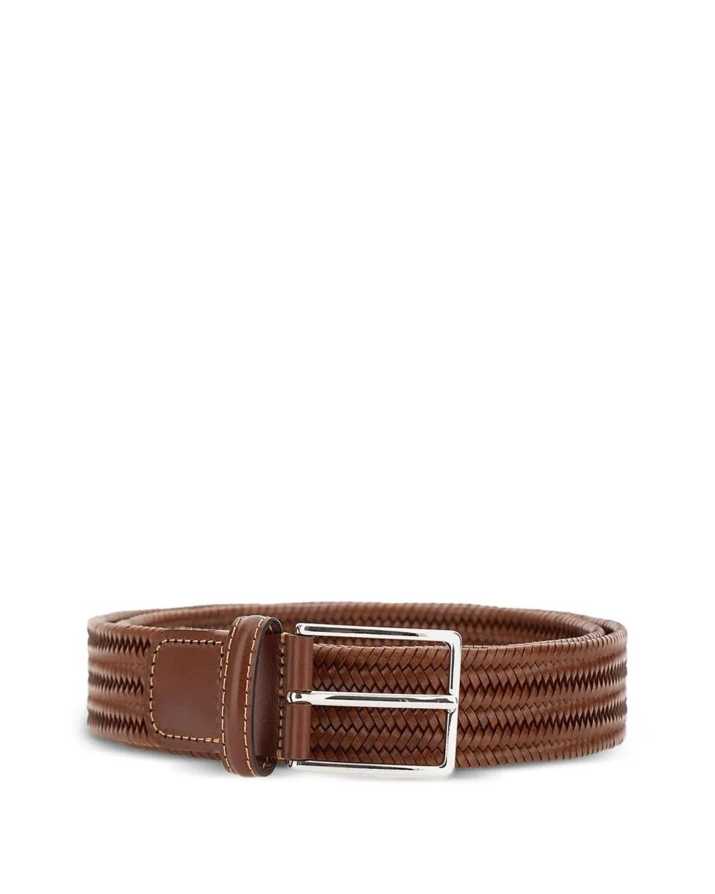 Athison Brown Woven Pin-Buckle Belt for men