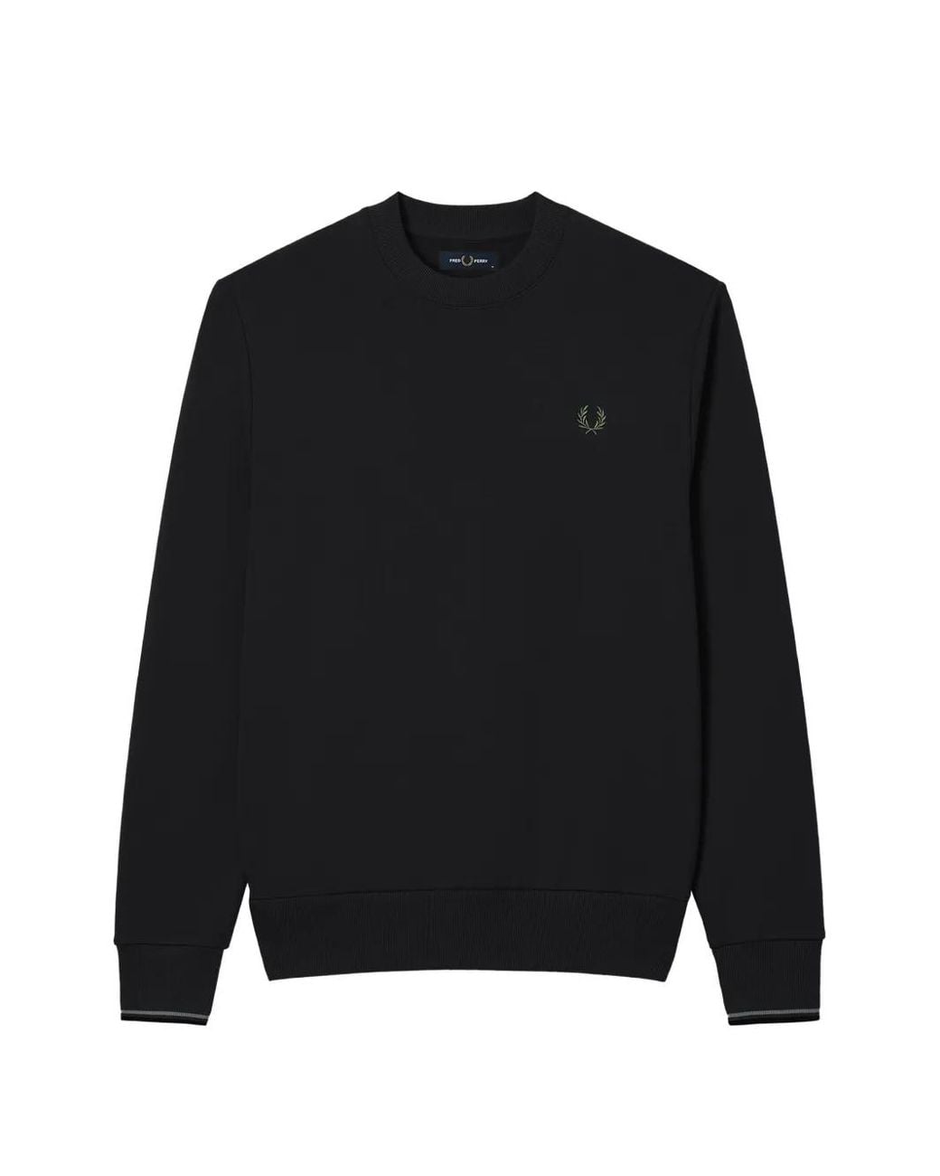 Fred Perry Black Laurel Wreath Embroidered Sweater for men
