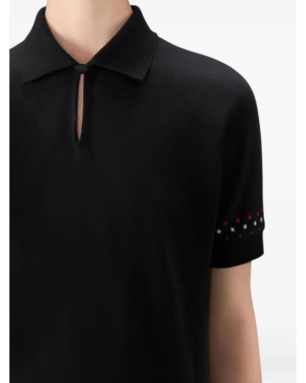 Thom Browne Black Cotton Milano Stars & Snowflake Embroidery Polo