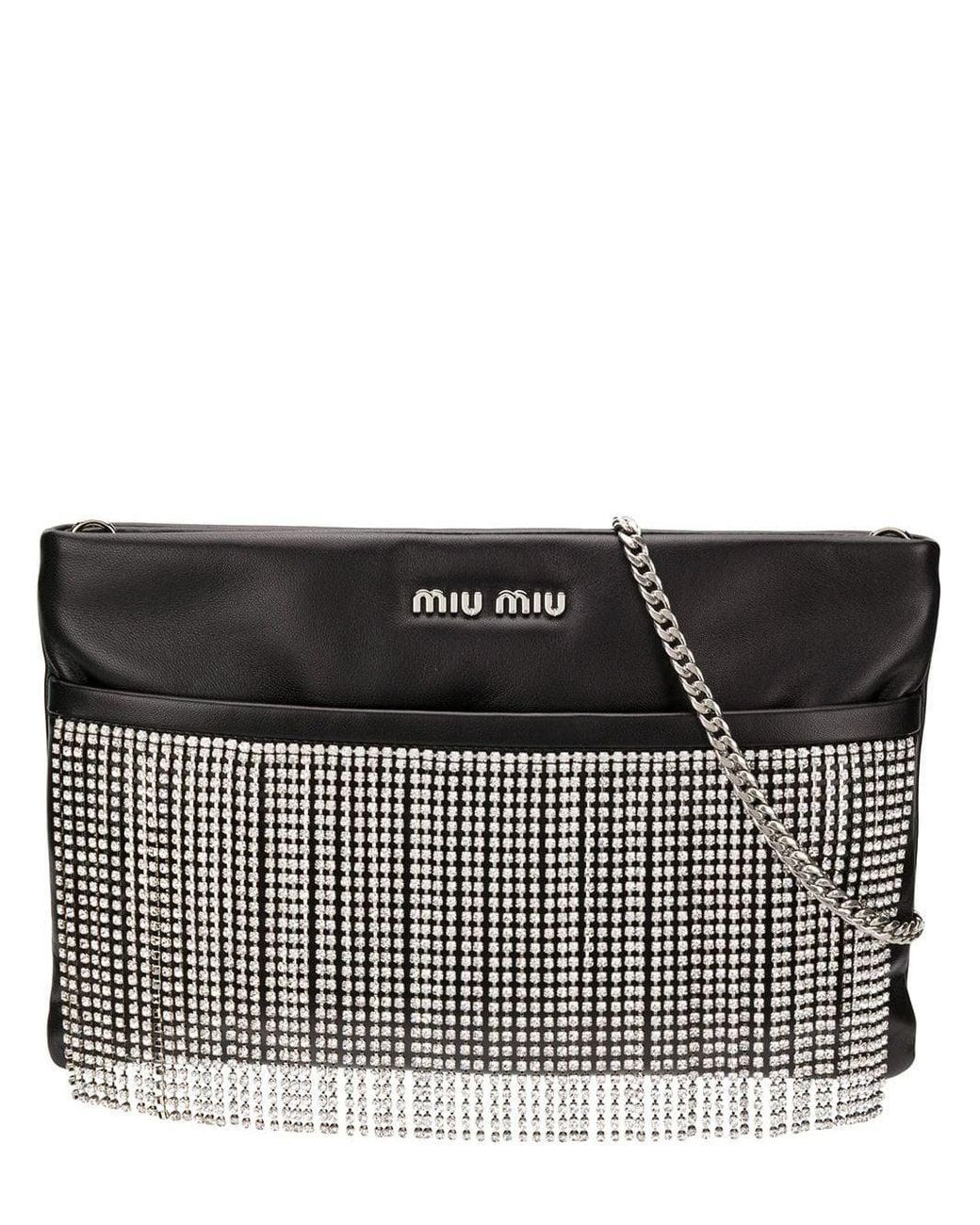 Miu Miu Leather Embellished Crossbody Bag in Black Save 40 Lyst