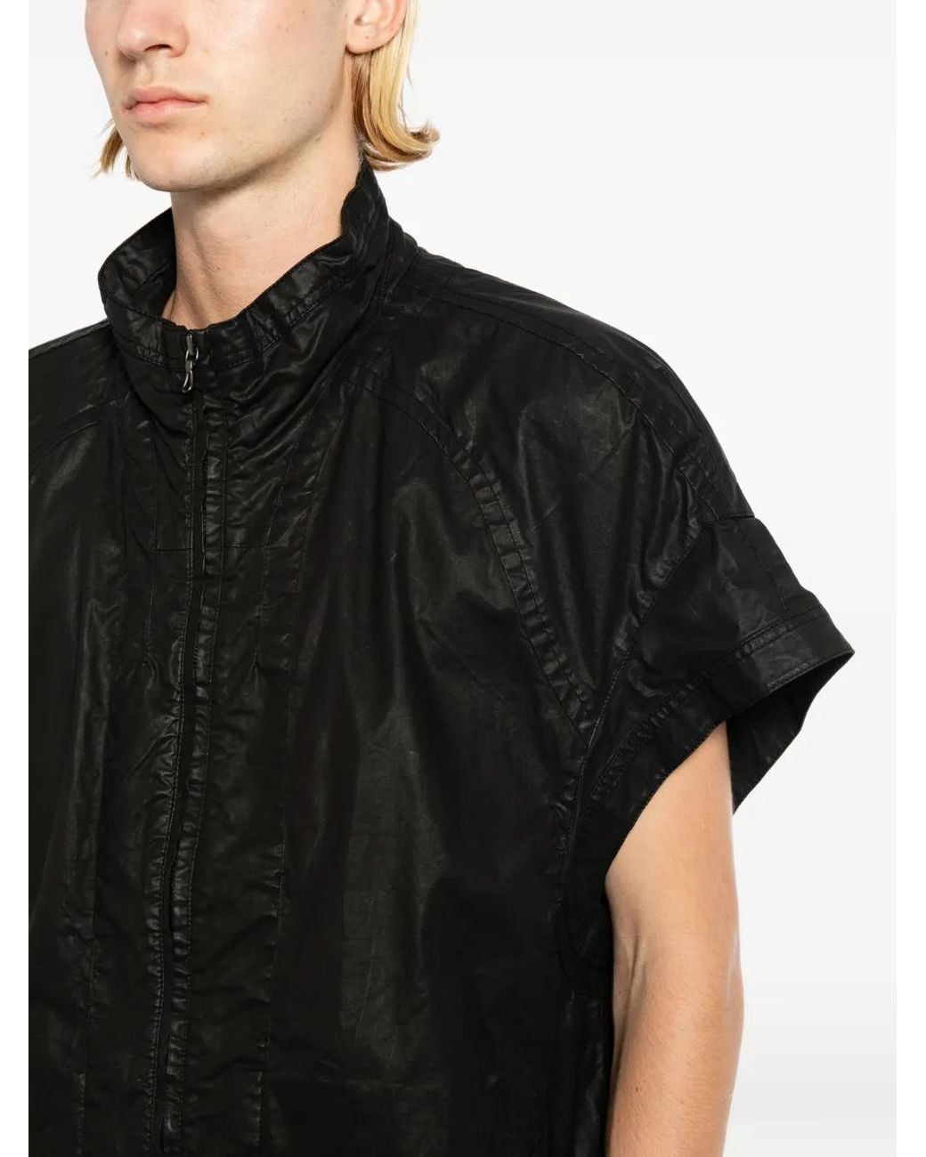 Julius Black Creased Short-Sleeve Coat for men
