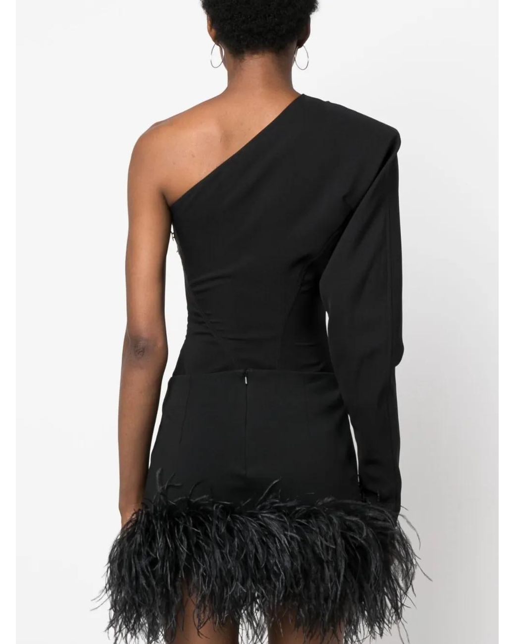 Genny Black Appliqué-Detailing One-Shoulder Bodysuit