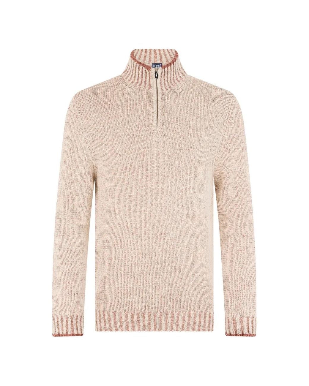 Fedeli Natural Quarter-Zip Marl-Knit Sweater for men