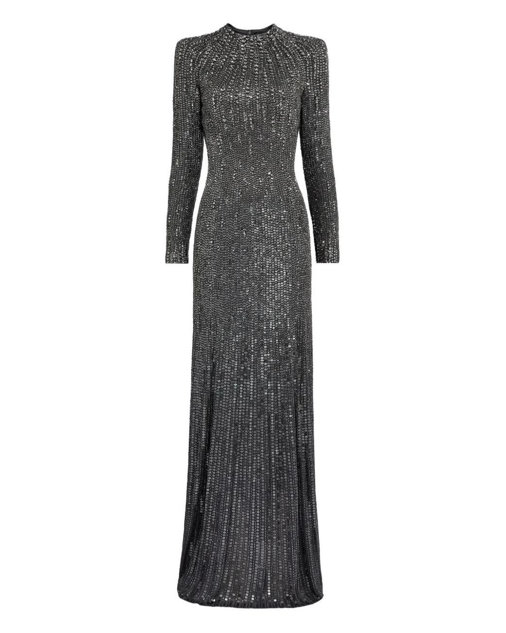chinese dress ladies Jenny Packham Jazz Sequin-embellished Floral-pattern Mini Dress in Denim at Nordstrom, Size 8 UK