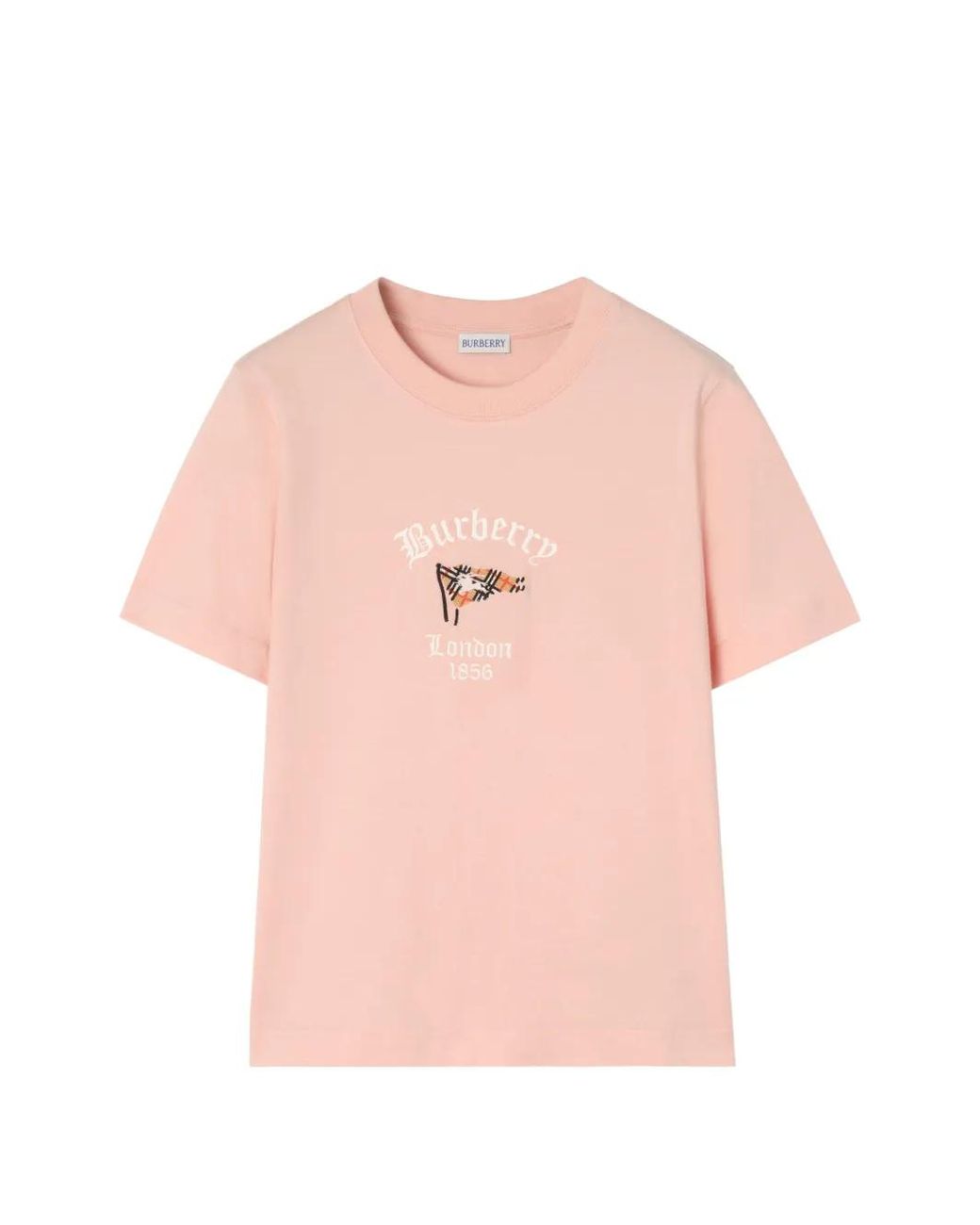 Burberry Pink Check Flag Cotton T-Shirt