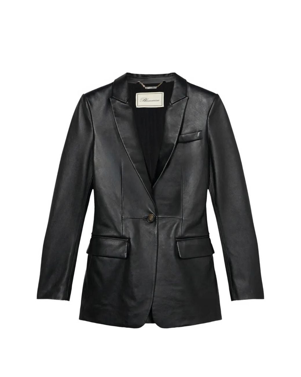 Blumarine Black Single-Breasted Leather Jacket