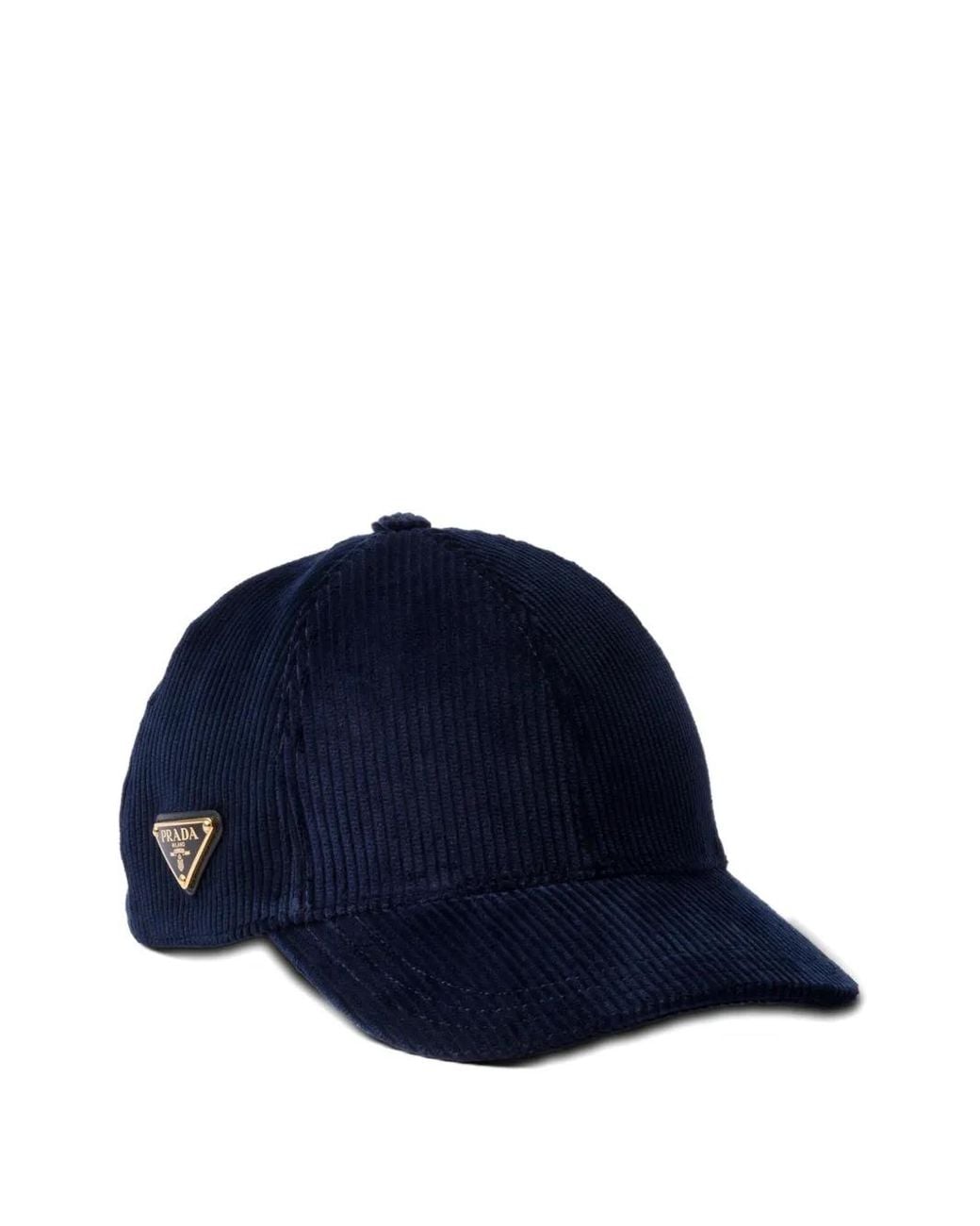 Prada Blue Baseballkappe Aus Cord