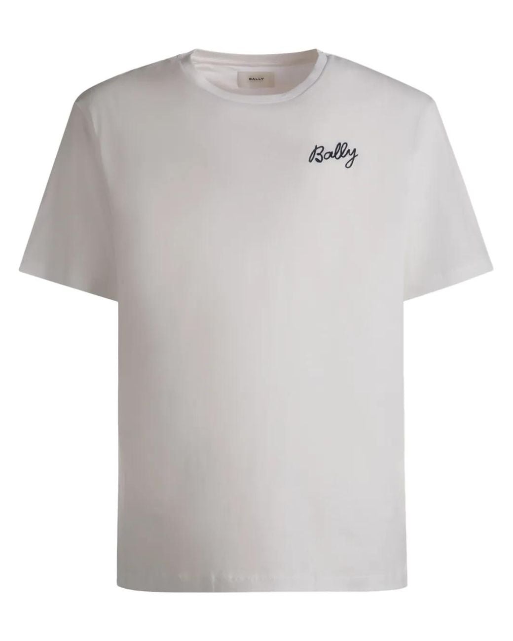 Bally White Logo-Embroidered Organic Cotton T-Shirt for men