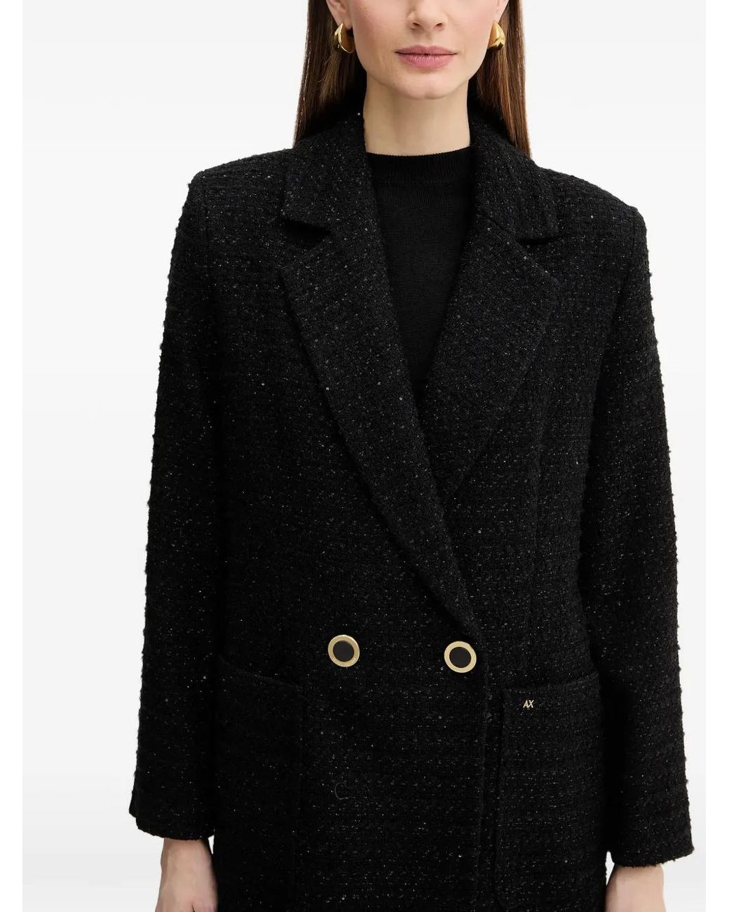 ARMANI EXCHANGE Black Double-Breasted Coat