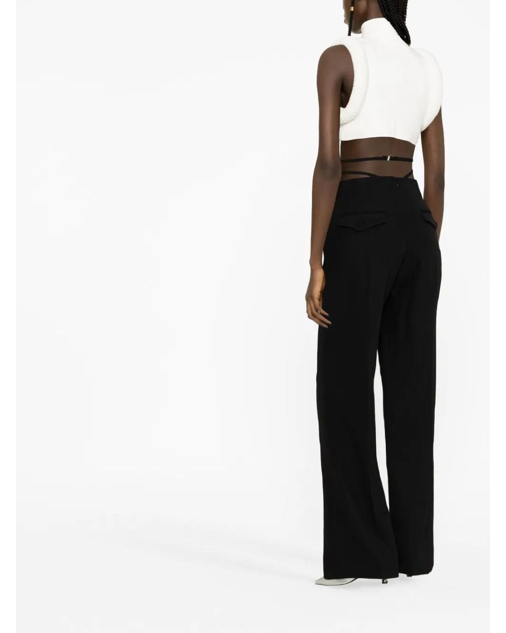 Dion Lee Black V-Wire Straight-Leg Trousers