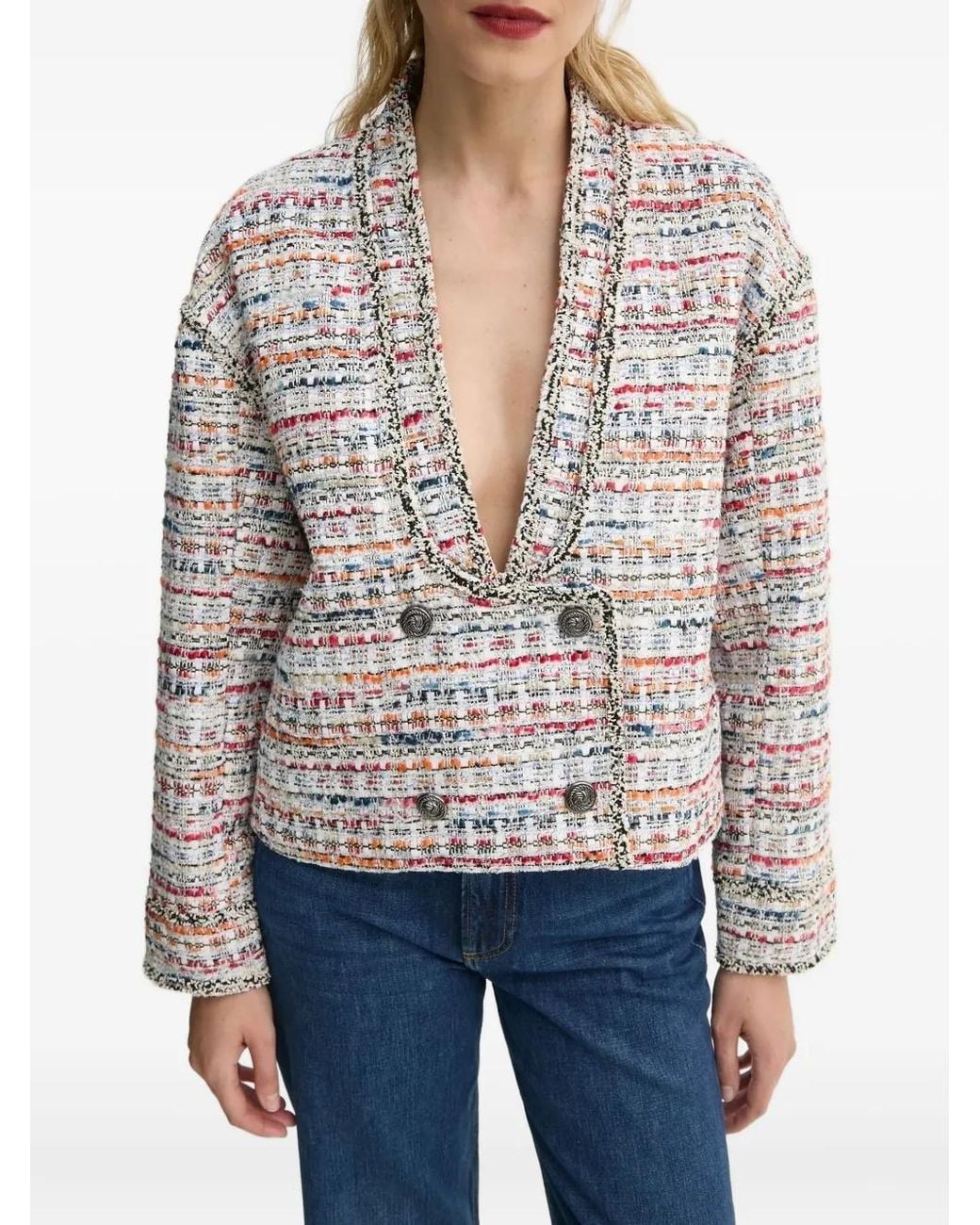 Munthe White Tweed Double-Breasted Top