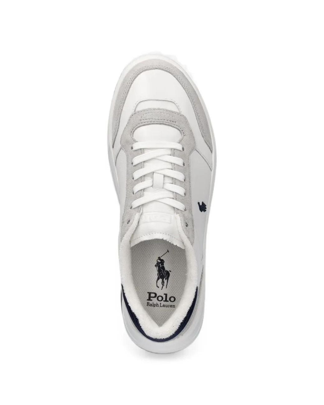 Polo Ralph Lauren White Logo-Embroidered Panelled Sneakers for men
