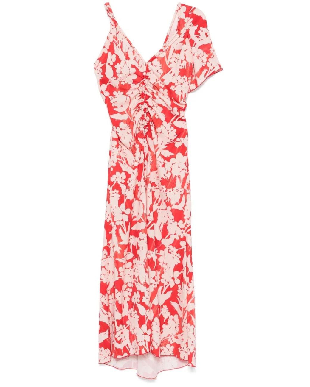 Victoria Beckham Red Floral-Print Maxi Dress