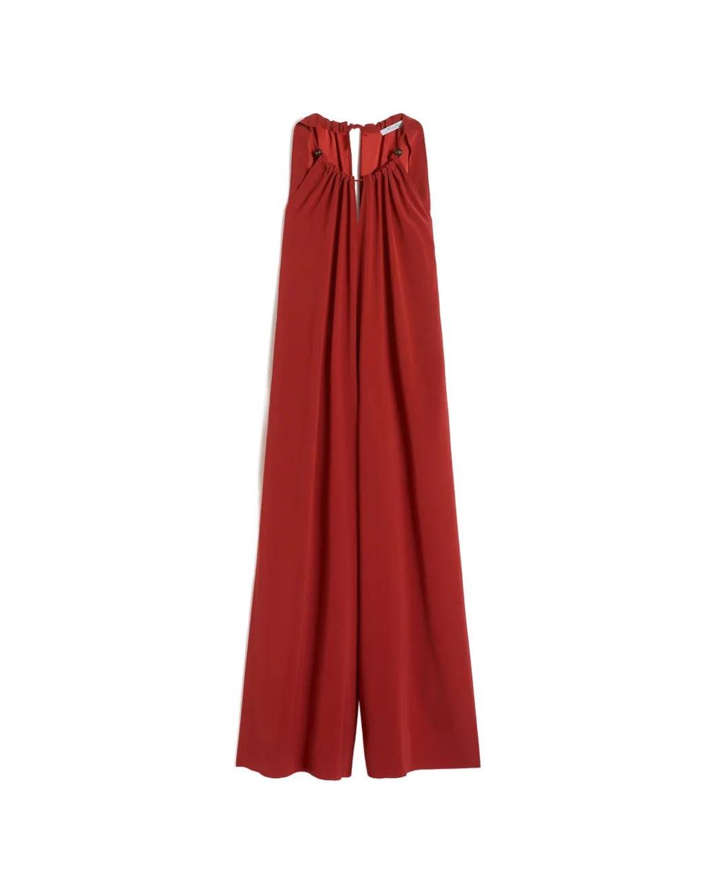 Max Mara Red Flowing Envers Satin Jumpsuit