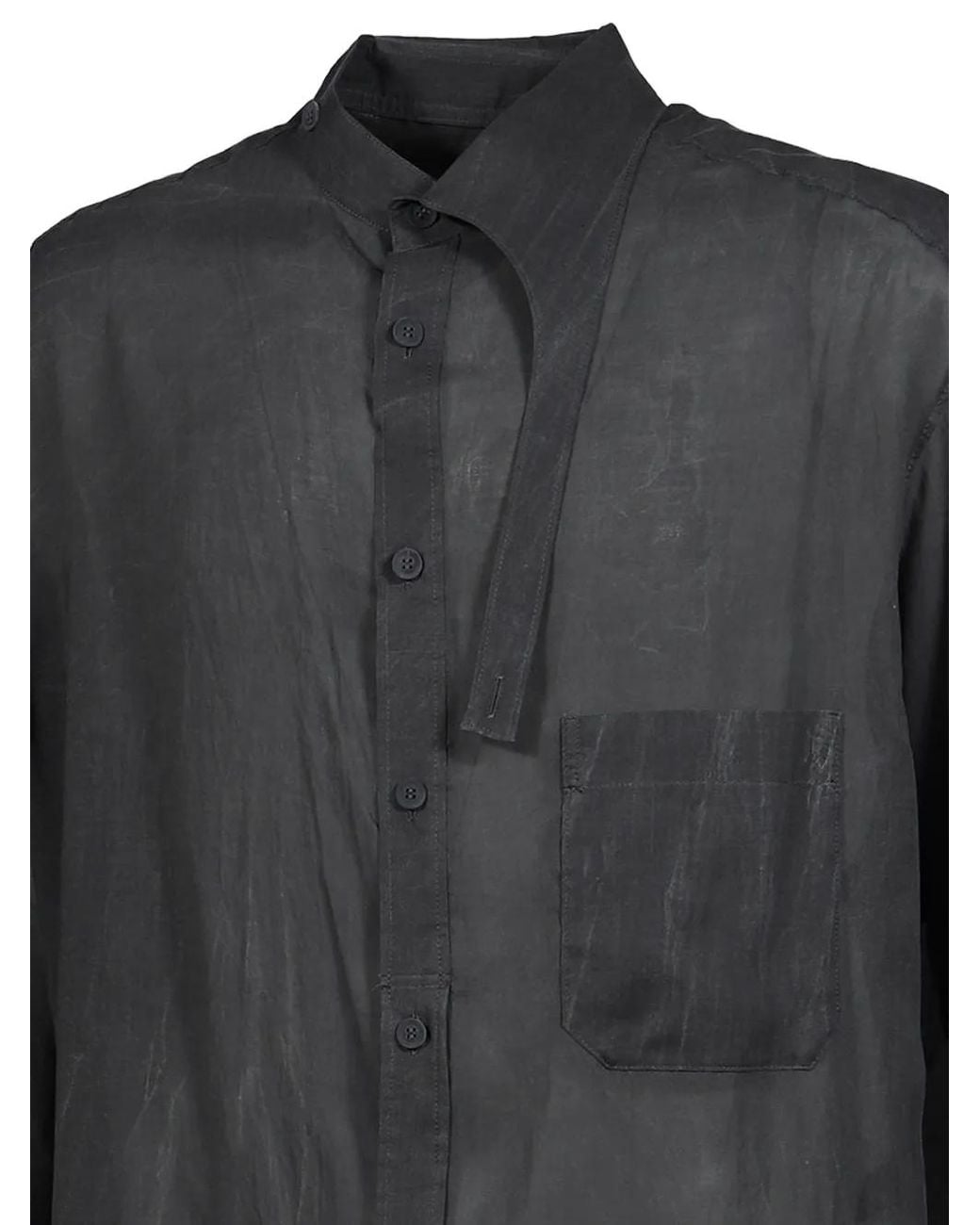 Yohji Yamamoto Gray Chemise Longue À Col Asymétrique for men