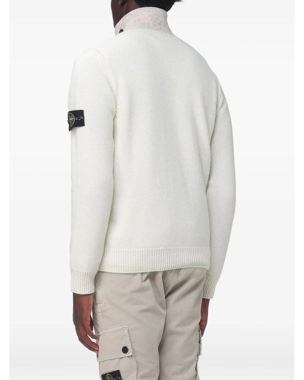 Stone Island White 5100047 Lambswool Jumper for men