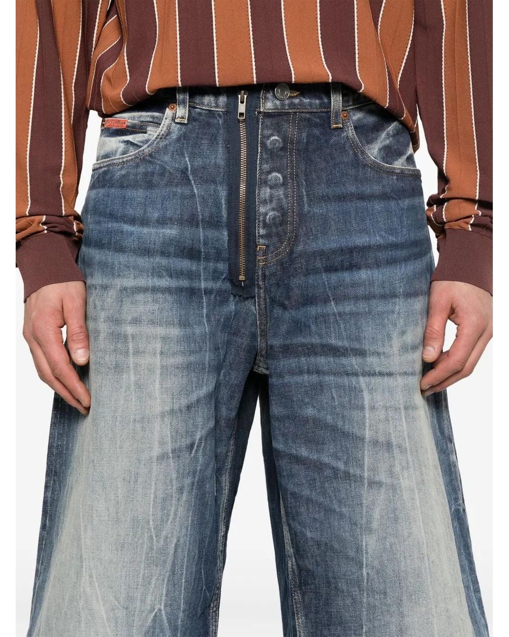 Martine Rose Blue Zip Jean Short for men