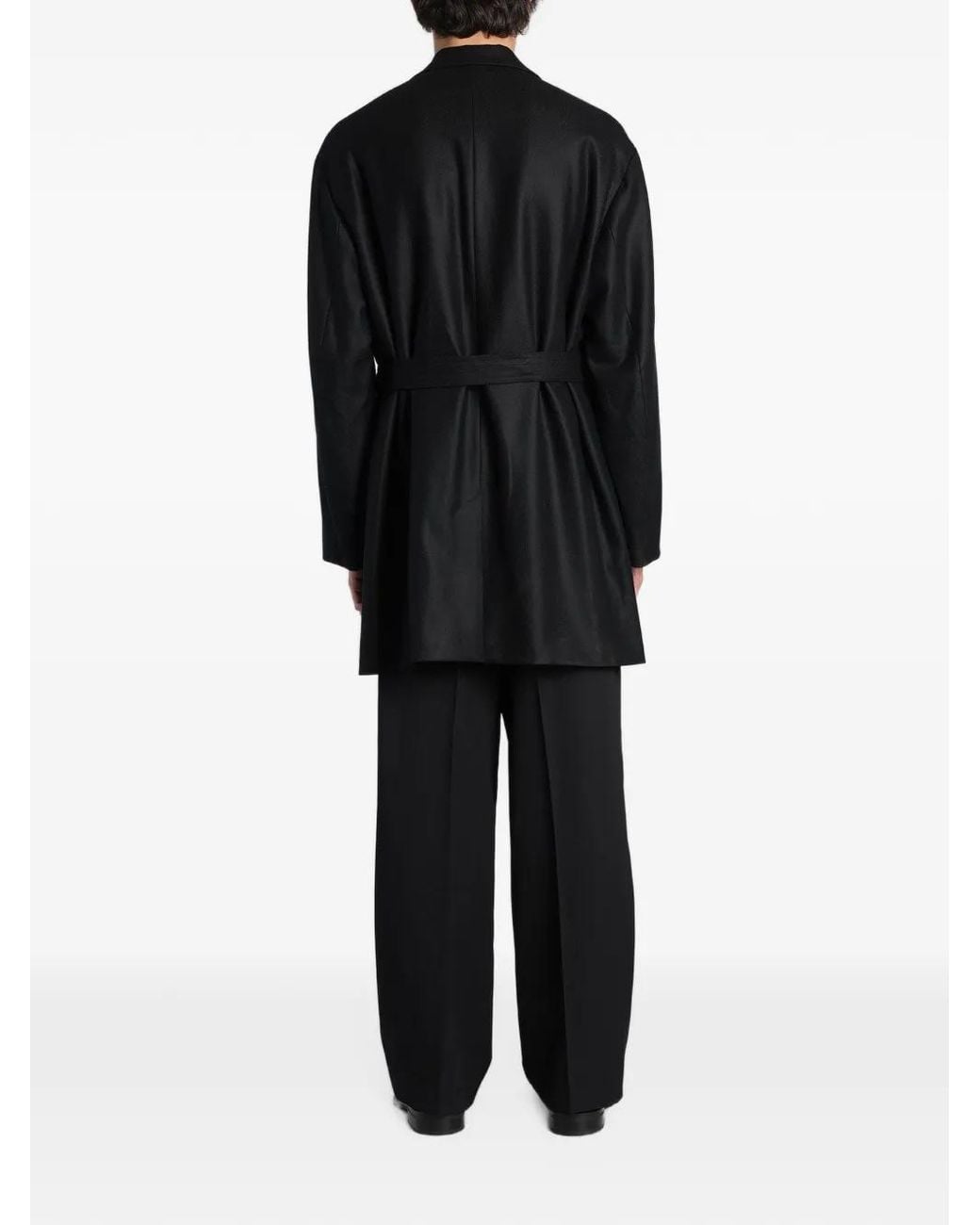 Ssstein Black Belted Notch-Lapels Blazer for men