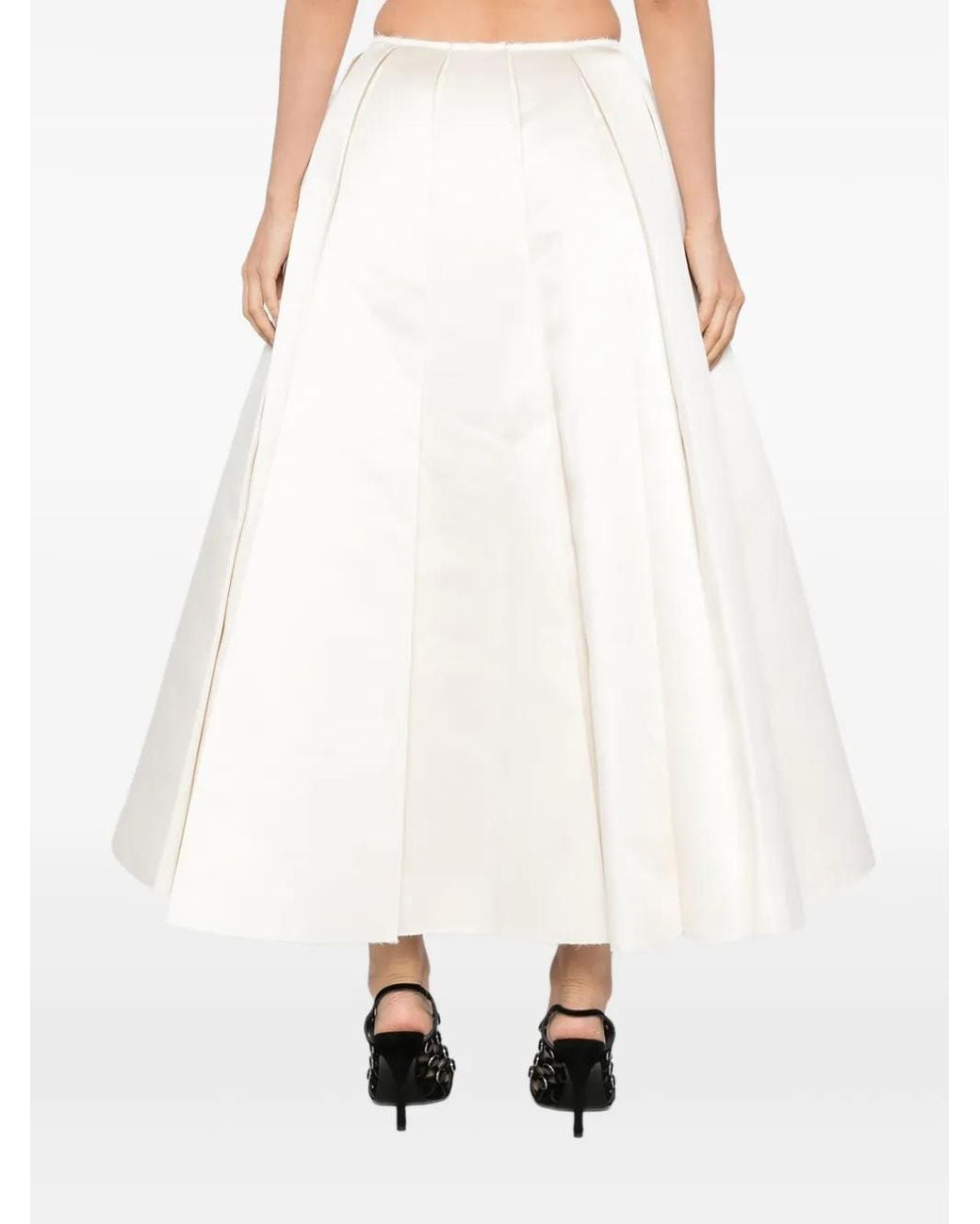 A.W.A.K.E. MODE White Satin Panelled Skirt