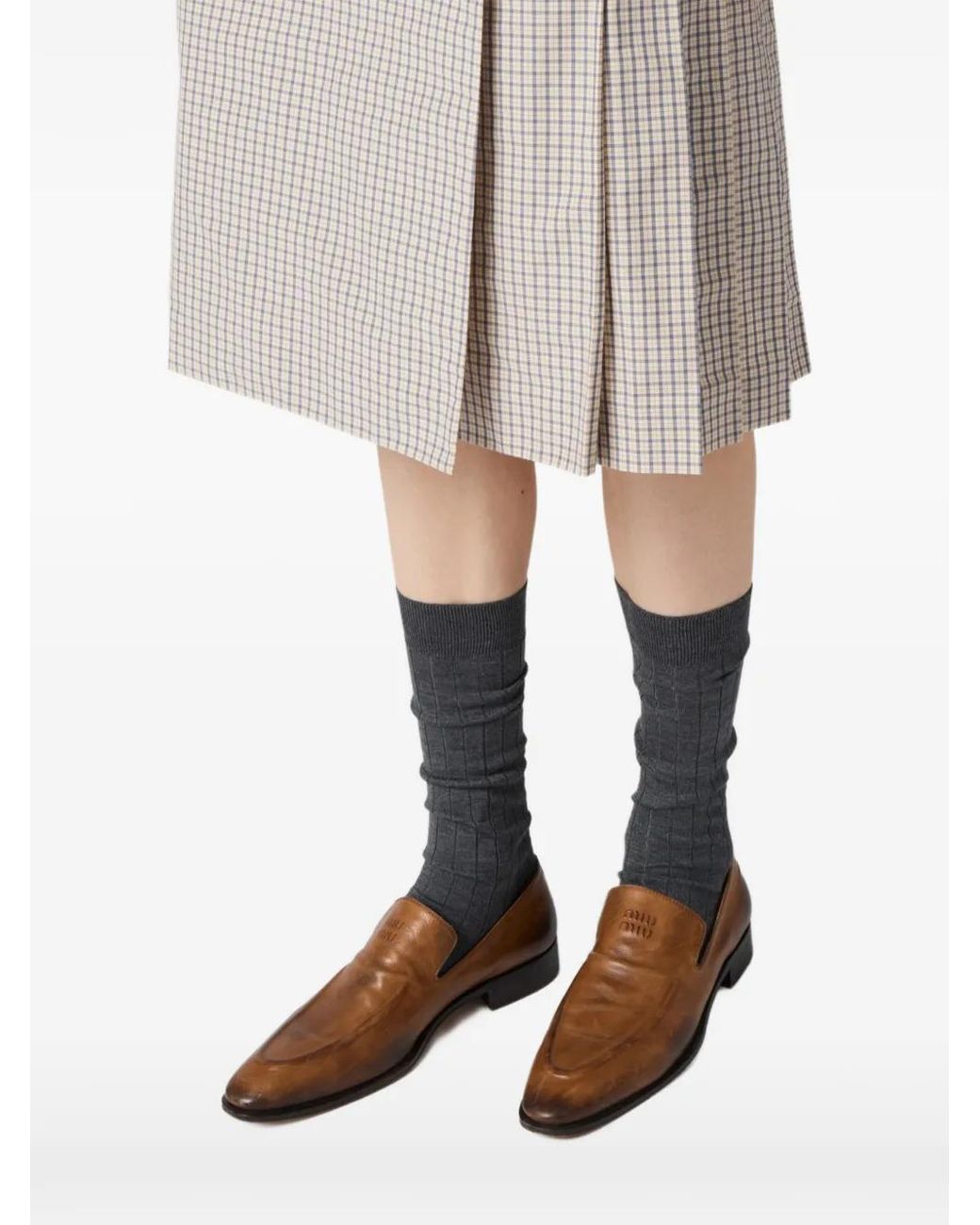 Miu Miu White Checked Technical Fabric Skirt