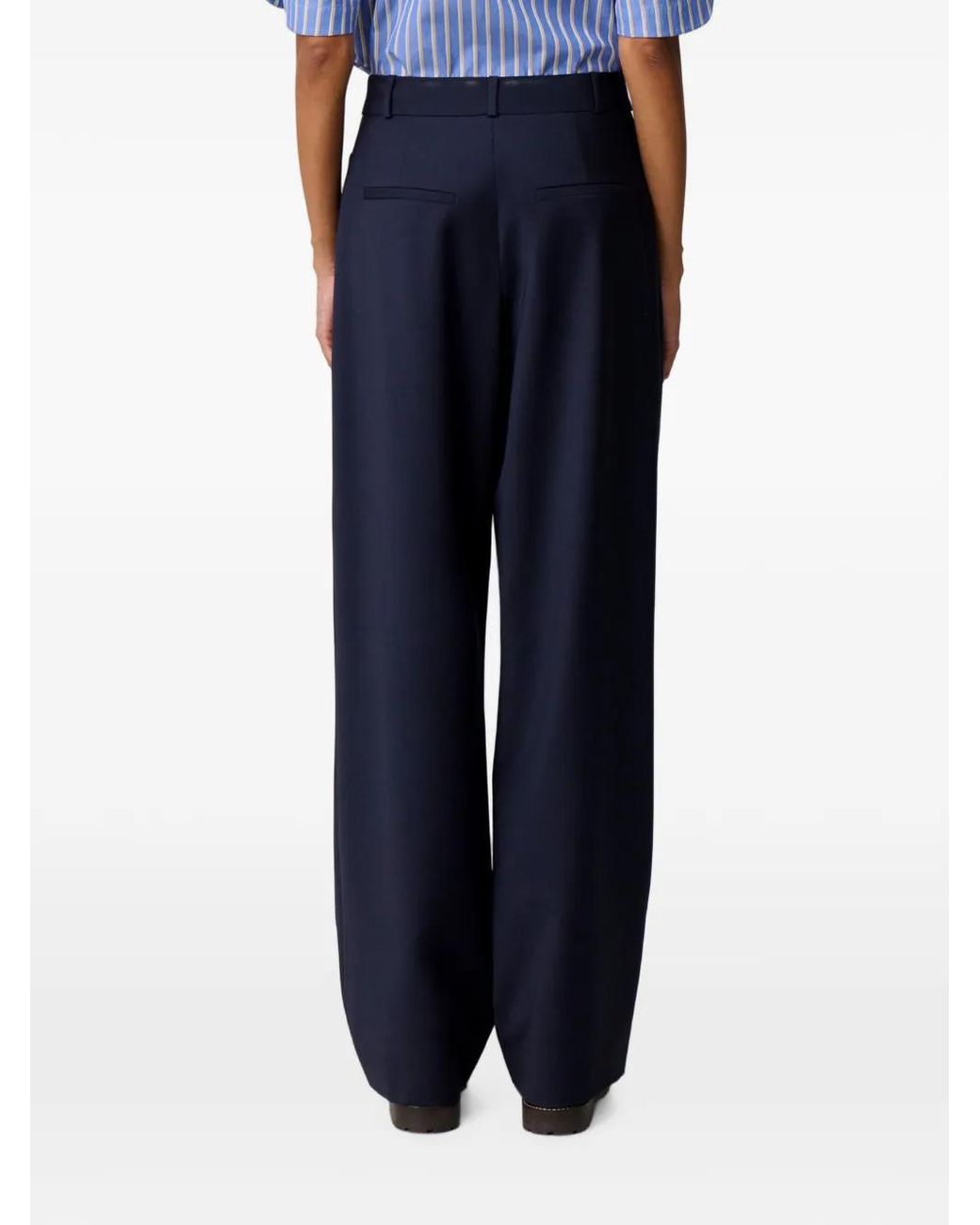 Claudie Pierlot Blue Pleated Straight-Leg Trousers