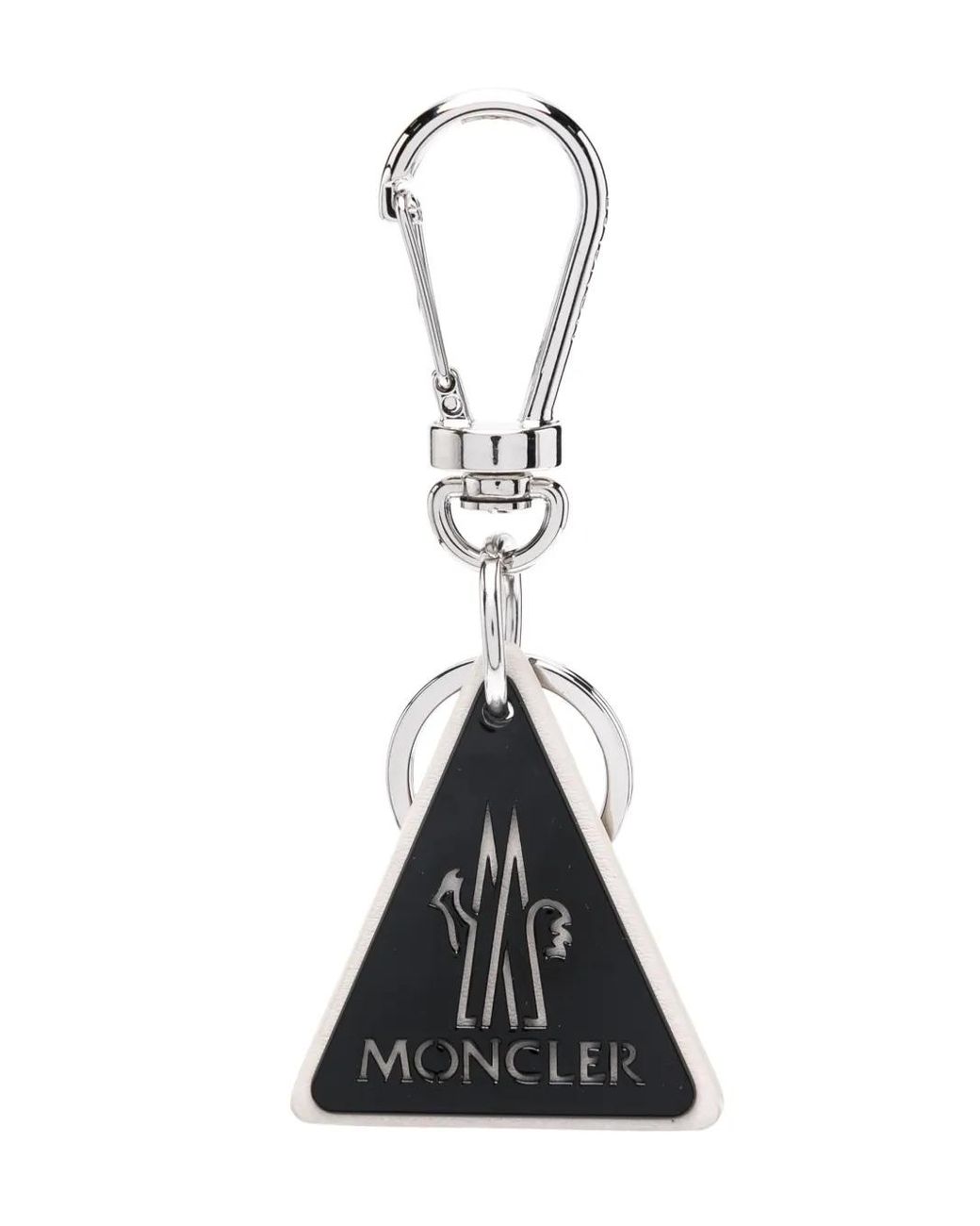Moncler White Logo-Debossed Keyring for men