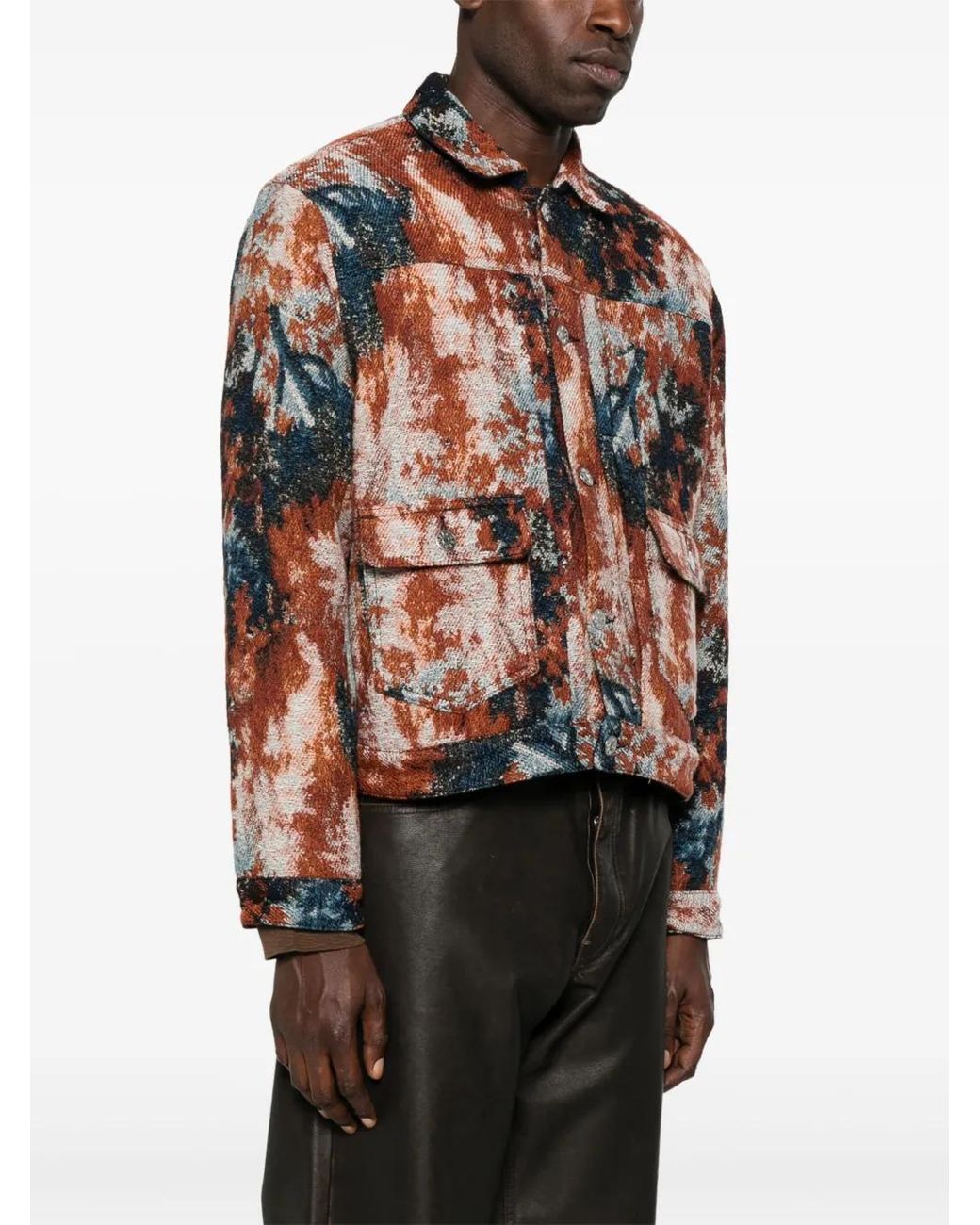 sunflower Brown Abstract-Print Shirt Jacket for men