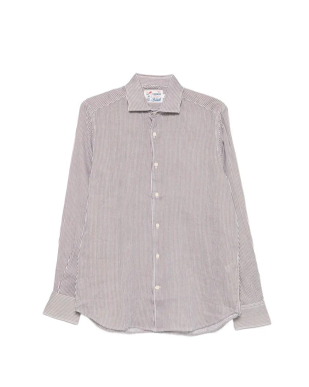 Mc2 Saint Barth White Seersucker Cotton Pamplona Shirt for men